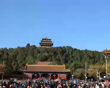 PXL_20241022_072932132 Jingshan Park, an imperial garden previously part of the Forbidden City. The manmade hill was built with earth excavated to dig the Forbidden City moats.