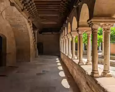 PXL_20240615_105254155 Cloister, 13th century, built of Esterel (a nearby volcanic mountain) stone and Carrara marble columns. The wooden ceiling was built in the 14th century, when...