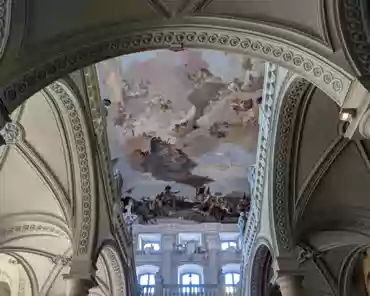 PXL_20240921_141747585 Staircase, 1743, 700 sqm. Ceiling by Giovanni Battista Tiepolo (Venetian), 1752-1753. It depicts the 4 continents (America/crocodile, Africa/camel, Europe/bull,...