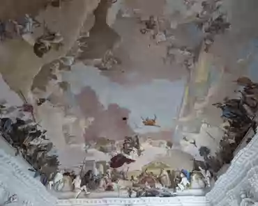 PXL_20240921_142059310 Staircase, 1743, 700 sqm. Ceiling by Giovanni Battista Tiepolo (Venetian), 1752-1753. It depicts the 4 continents (America/crocodile, Africa/camel, Europe/bull,...