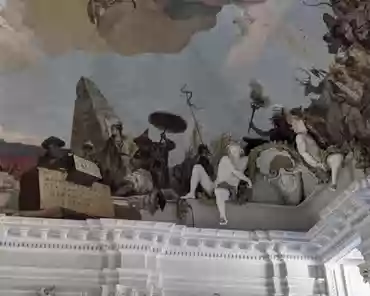 PXL_20240921_142122556 Staircase, 1743, 700 sqm. Ceiling by Giovanni Battista Tiepolo (Venetian), 1752-1753. It depicts the 4 continents (America/crocodile, Africa/camel, Europe/bull,...