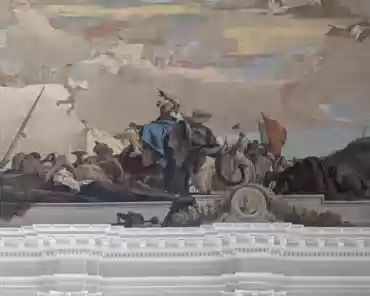 PXL_20240921_142138653 Staircase, 1743, 700 sqm. Ceiling by Giovanni Battista Tiepolo (Venetian), 1752-1753. It depicts the 4 continents (America/crocodile, Africa/camel, Europe/bull,...