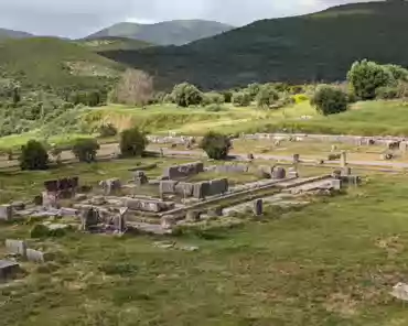 PXL_20240418_074320340 Sanctuary of Asclepios. 140 bases for bronze honorary statues of eminent citizens. The courtyard is surrounded by 4 double stoas. There are rooms and buildings...