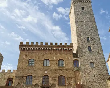 IMG_20230726_083420 The Palazzo Comunale, seat of the government of San Gimignano, was built in 1288. Enlarged in 1323, the palace became the seat of the town. The Terra Grossa,...
