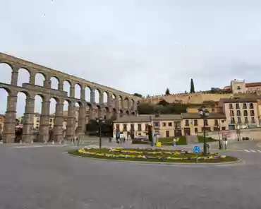 PXL_20240505_075526043 Aquaduct of Segovia, ca. 100 CE, 15km long, in use until 1973. 167 arches are preserved. No mortar was used to build it.