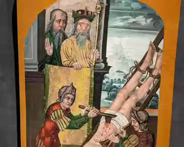 PXL_20240505_152146757 Martyrdom of Saint Blas with barbed hammers, early 16th century.